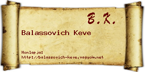 Balassovich Keve névjegykártya
